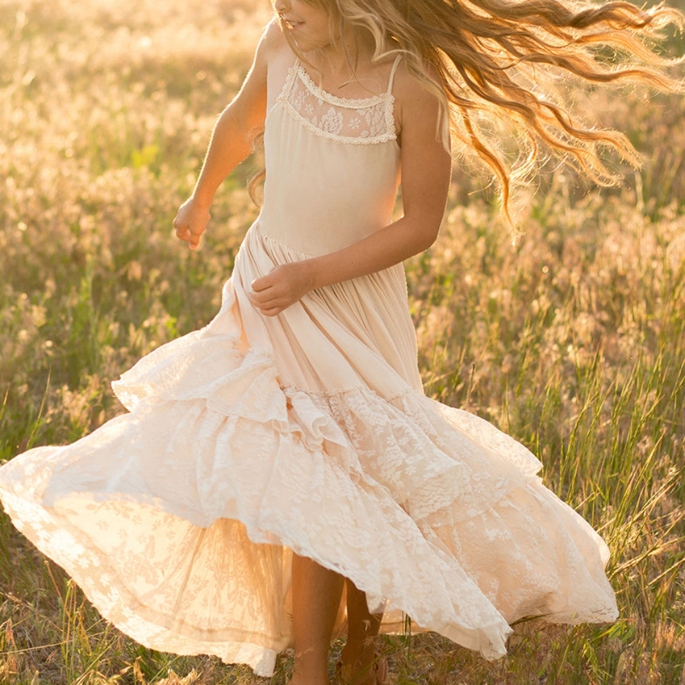 Joyfolie Cream Ruffled Tiered Sundress